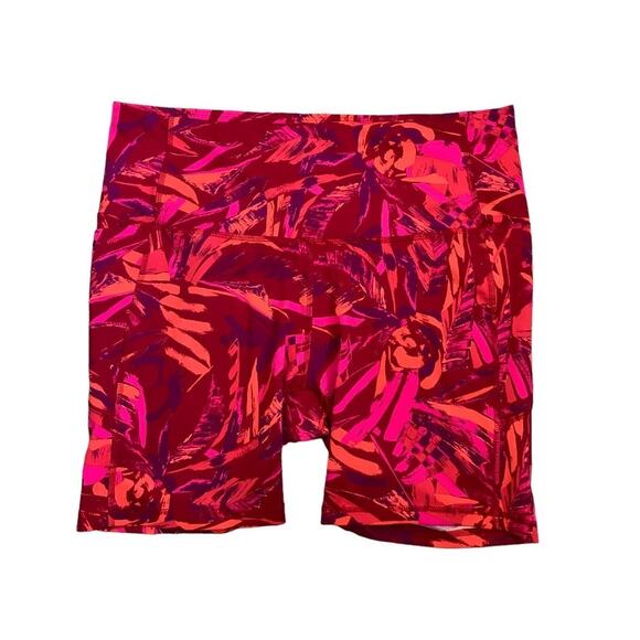 All in Motion Red Pink Orange Tropical Print Bike Short Size XXL - Picture 1 of 4